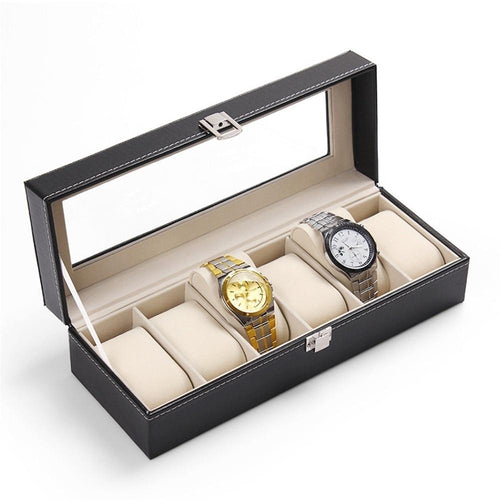 FANALA Watch Box 5 Grids Watch Boxes Case PU Leather Black Watches Organizer Holder Display Storage Luxury Jewelry Gift Box