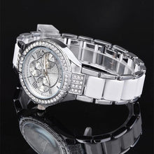 Load image into Gallery viewer, Women Crystal Watch Round Designer Ladies Fashion Bracelet Style Famous Brand Gold Geneva Women Stainless Steel Quartz Watch